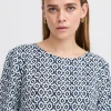 Ichi Blouse met korte mouwen TotalEclipseIkatTileAop Clearance