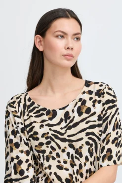 Ichi Blouse met korte mouwen CaribouAnimalAop Discount