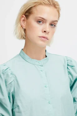Ichi Blouse met korte mouwen EggshellBluePurpleStripe Online