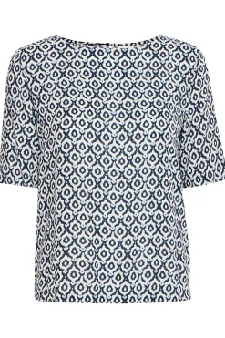 Ichi Blouse met korte mouwen TotalEclipseIkatTileAop Clearance