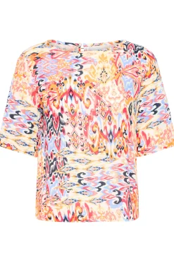Ichi Blouse met korte mouwen GeraniumMultiIkatAop Sale