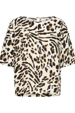 Ichi Blouse met korte mouwen CaribouAnimalAop Discount