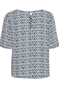 Ichi Blouse met korte mouwen TotalEclipseIkatTileAop Clearance