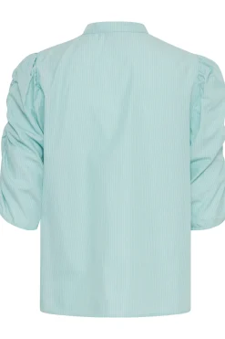 Ichi Blouse met korte mouwen EggshellBluePurpleStripe Online