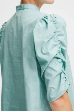 Ichi Blouse met korte mouwen EggshellBluePurpleStripe Online