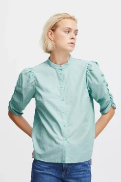 Ichi Blouse met korte mouwen EggshellBluePurpleStripe Online