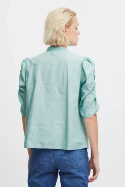 Ichi Blouse met korte mouwen EggshellBluePurpleStripe Online