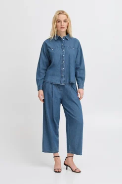 Ichi IHARCHER Denim blouse Washedmed.blue Clearance