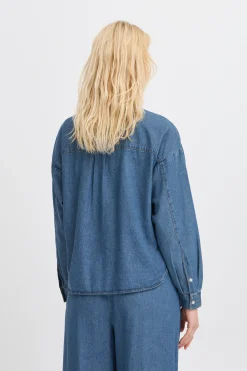Ichi IHARCHER Denim blouse Washedmed.blue Clearance