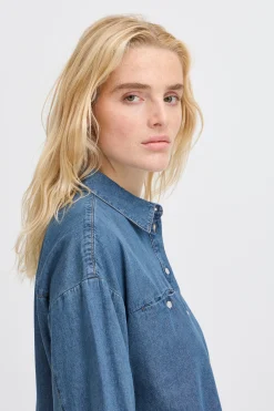 Ichi IHARCHER Denim blouse Washedmed.blue Clearance