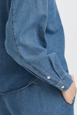 Ichi IHARCHER Denim blouse Washedmed.blue Clearance