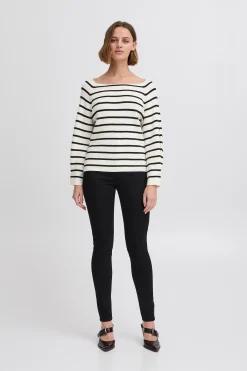 Ichi IHBOSTON Pullover Birchw.Blackstripe New