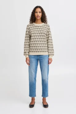 Ichi IHBRIELLE Pullover Oatmealw.black Fashion