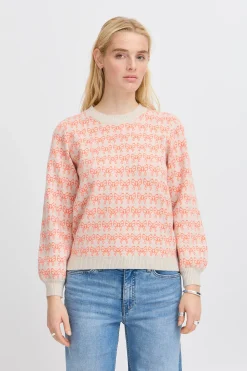Ichi IHBRIELLE Pullover Oatmealw.HotCoral Online