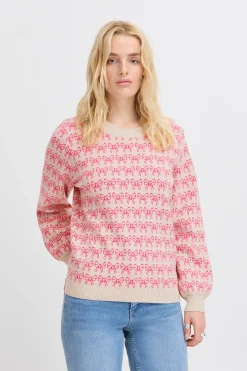 Ichi IHBRIELLE Pullover Oatmealw.PinkYarrow Best