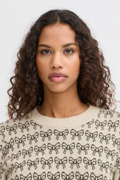 Ichi IHBRIELLE Pullover Oatmealw.black Fashion