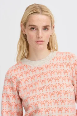 Ichi IHBRIELLE Pullover Oatmealw.HotCoral Online