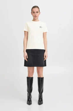 Ichi IHCAMINO T-shirt CloudDancerw.Black Clearance