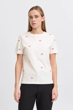 Ichi IHCAMINO T-shirt CloudDancerw.PinkYarrow Best