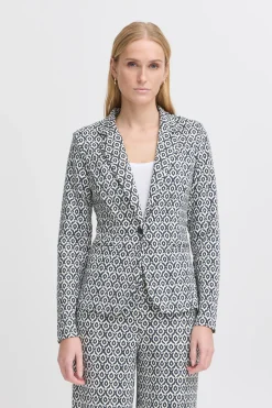 Ichi IHKATE Blazer TotalEclipseIkatTileAop Fashion
