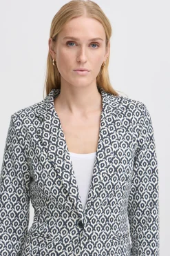 Ichi IHKATE Blazer TotalEclipseIkatTileAop Fashion