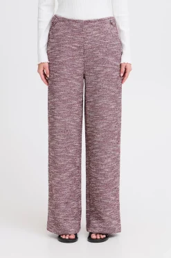 Ichi IHKATE CHECLÉ Casual broek PinkBerryBouclé Clearance