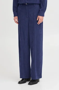 Ichi IHKATE CORDUROY WIDE broek MedievalBlue Sale