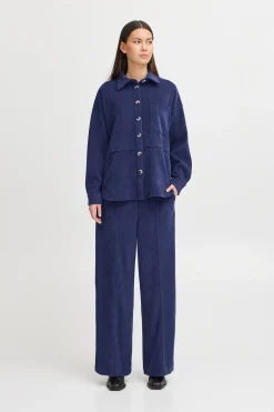 Ichi IHKATE CORDUROY WIDE broek MedievalBlue Sale