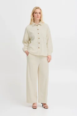 Ichi IHKATE CORDUROY WIDE broek AlmondMilk Clearance