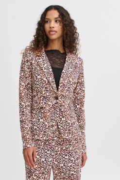 Ichi IHKATE PRINT Blazer BrownLeopardaop Outlet