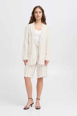 Ichi IHLINNO Blazer NaturalEcruStripe Clearance