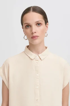 Ichi IHLINNO Blouse met korte mouwen NaturalEcru Clearance