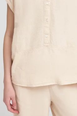 Ichi IHLINNO Blouse met korte mouwen NaturalEcru Clearance
