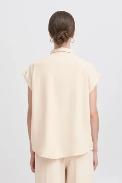 Ichi IHLINNO Blouse met korte mouwen NaturalEcru Clearance
