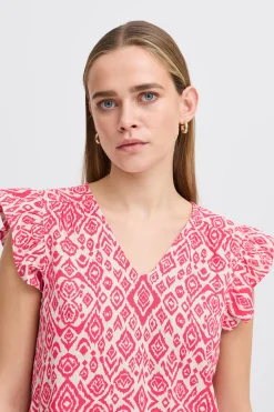 Ichi IHLINNO Mouwloos shirt GeraniumDiamondIkat Sale