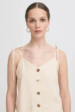 Ichi IHLINNO Mouwloos shirt NaturalEcru Fashion