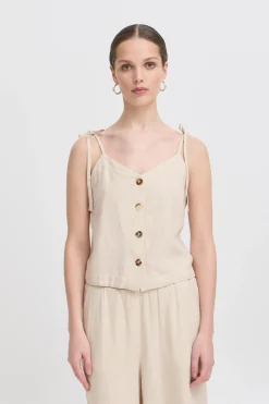 Ichi IHLINNO Mouwloos shirt NaturalEcru Fashion