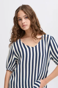 Ichi IHMARRAKECH Blouse met korte mouwen TotalEclipseDottedStripeAo Sale