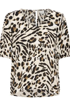 Ichi IHMARRAKECH Blouse met korte mouwen CaribouAnimalAop Clearance