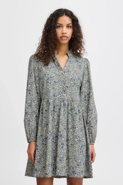 Ichi IHQWISSA Jurk BlueMirageFloweraop Online