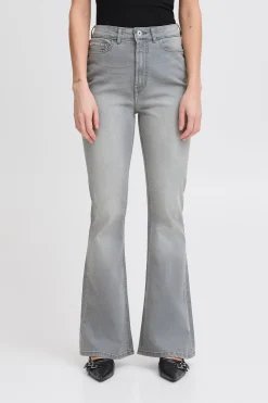 Ichi IHTWIGGY FLAIRED HIGH WAIST Jeans Lightgreywash Fashion