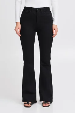Ichi IHTWIGGY FLAIRED HIGH WAIST Jeans Black New