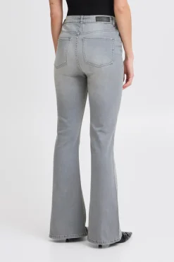 Ichi IHTWIGGY FLAIRED HIGH WAIST Jeans Lightgreywash Fashion