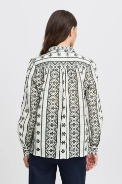 Atelier Rêve IRBEACE Overhemd SNOWWHITEWITHBLACKEMBRO Fashion