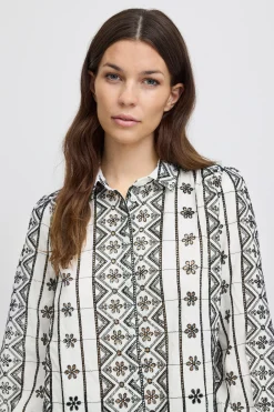 Atelier Rêve IRBEACE Overhemd SNOWWHITEWITHBLACKEMBRO Fashion