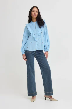 Atelier Rêve IROLIVIA Overhemd met lang mouwen DuskBlue Discount