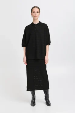 Ichi IXKNITTY Poloshirt Black Fashion