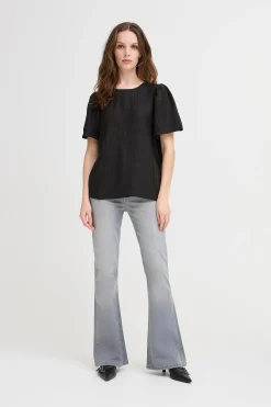 Ichi IXREMI T-shirt Blackw.pinst. Fashion